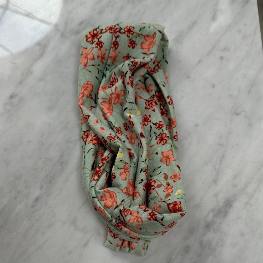 Floral Headband in Sage Green & Orange